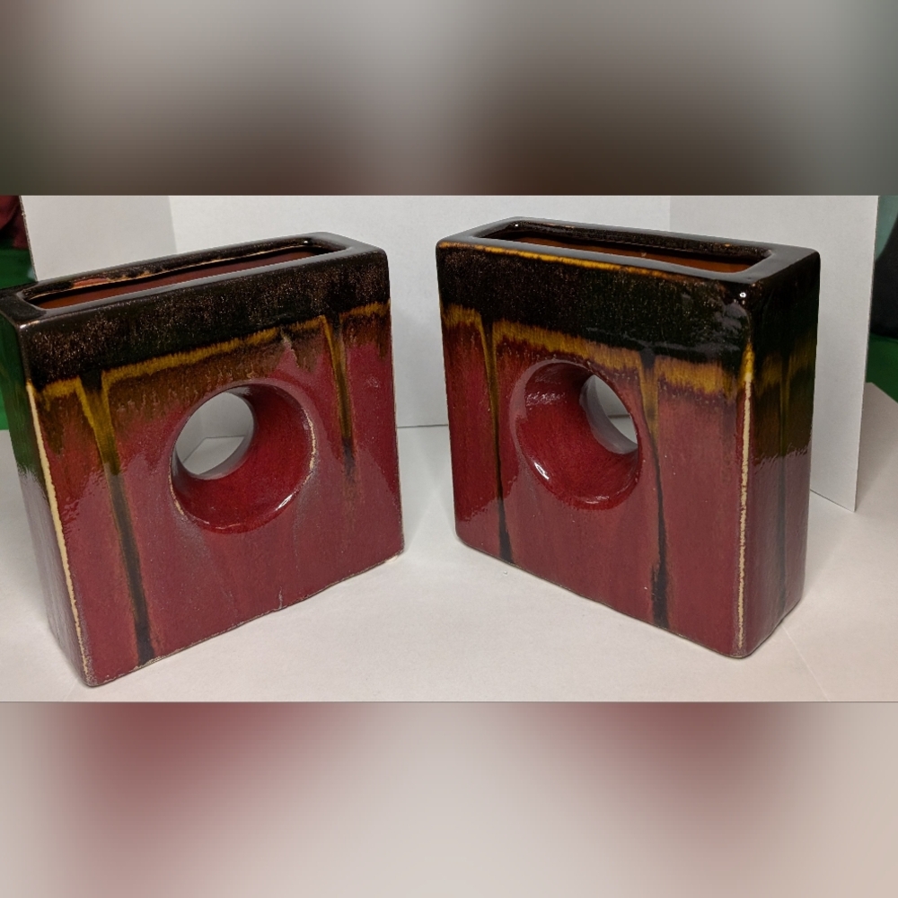 Redware Chimney Vases Mid Century Modern